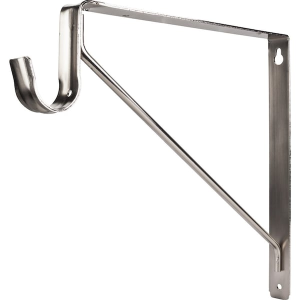 Hardware Resources Satin Nickel Shelf Bracket with Rod Support for 1-5/16" Round Closet Rods 1516SN - main